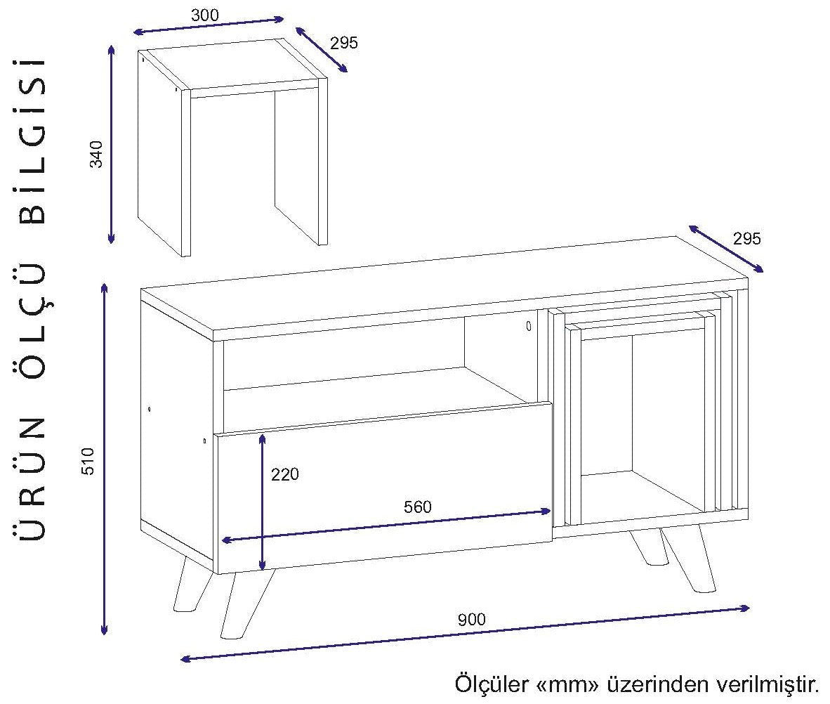 TV furniture set novella white walnut melamine 90x51x29.5 cm