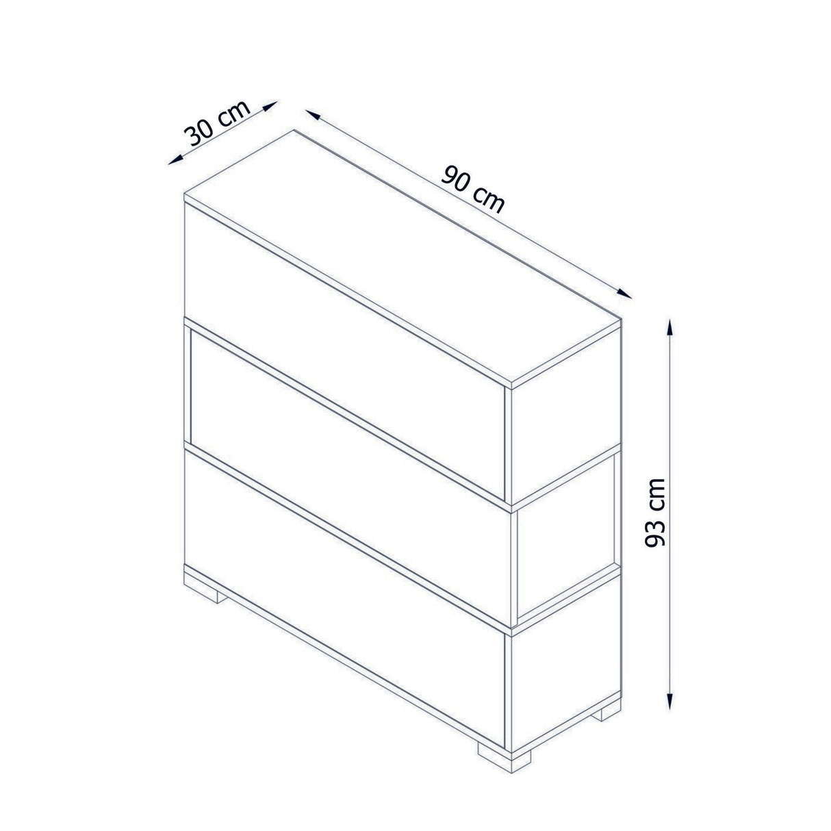 Shoe cabinet Napolyon White Walnut Melamine 90x93x30 cm