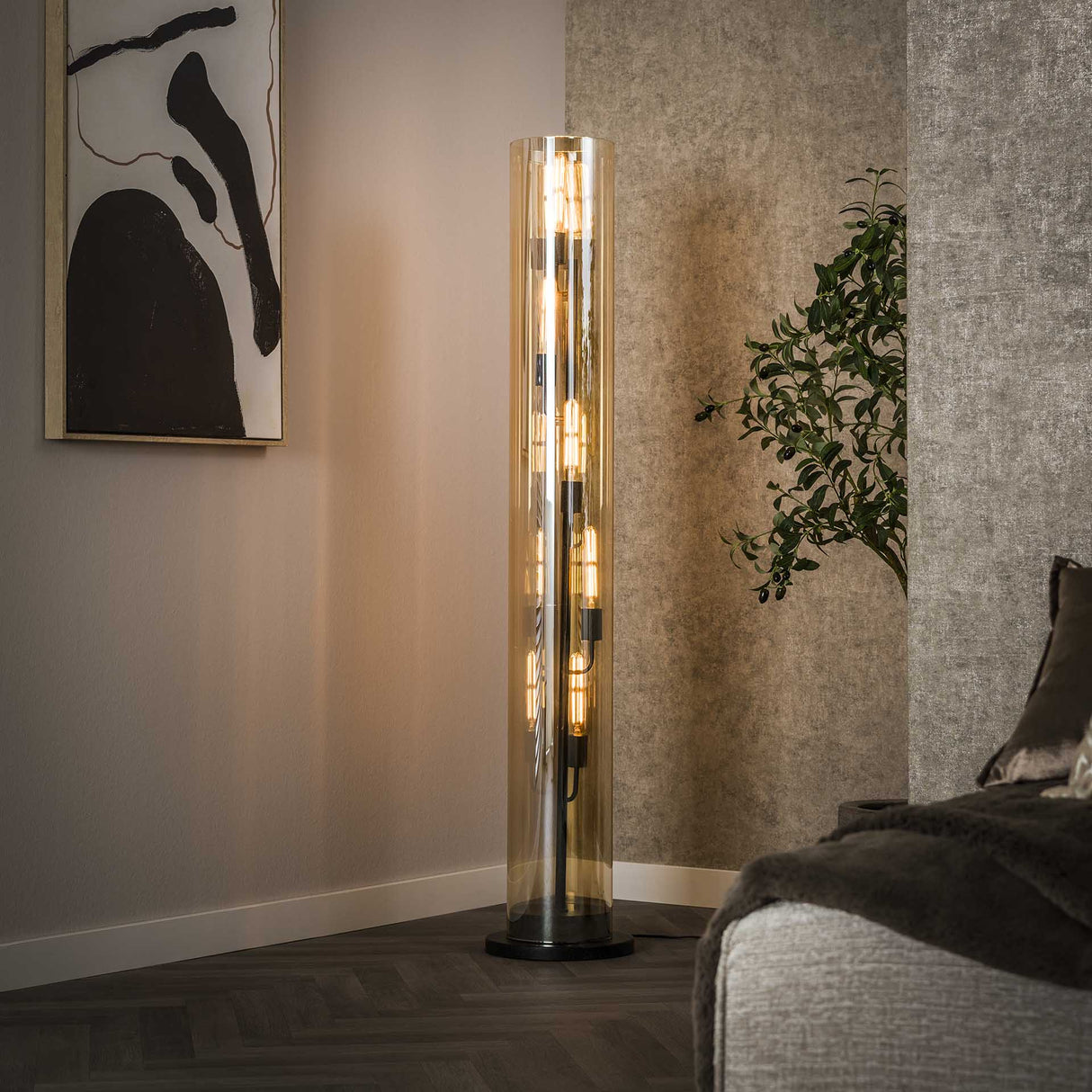 Floor lamp CAI 5-Lights Amber Glass