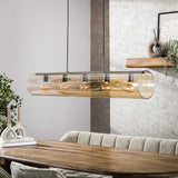 Hanging lamp CAI 5-Lights Amber Glass