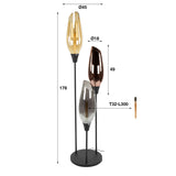 Coco floor lamp 3-light colored glass 