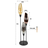 Coco floor lamp 3-light colored glass 