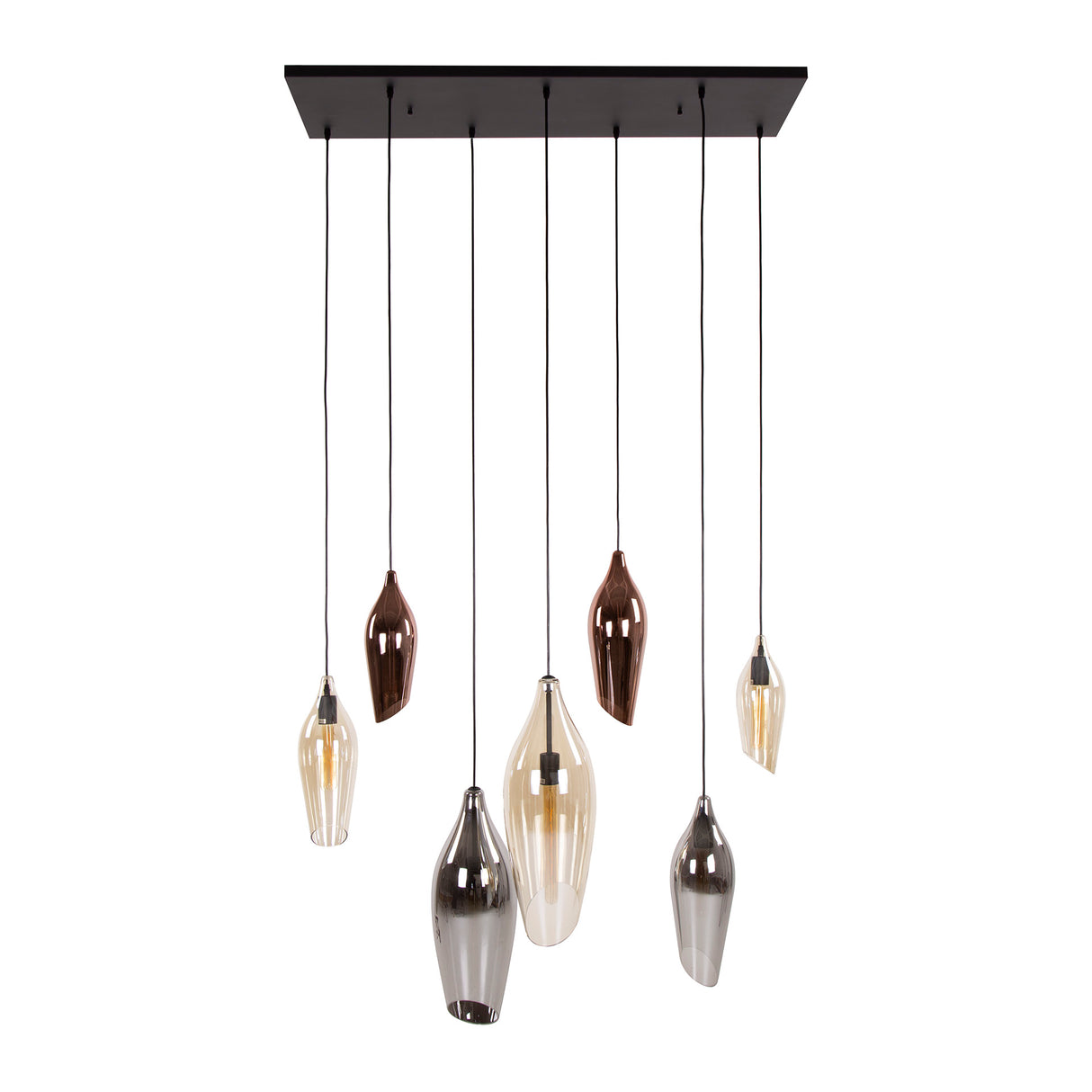 Hanging lamp Coco 7-light colored glass