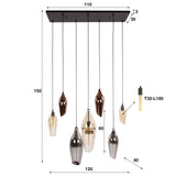 Hanging lamp Coco 7-light colored glass