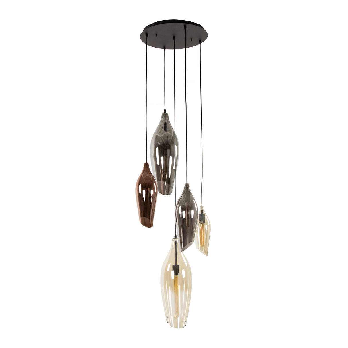 Hanging lamp Coco 7-light colored glass