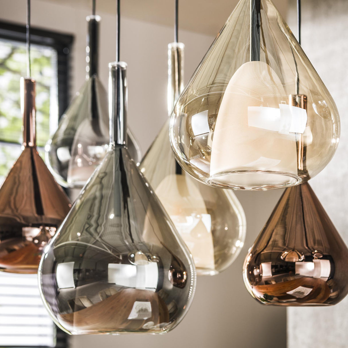 Hanging lamp Coco 7-light colored glass