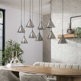 Pendant lamp Niaz 7-lights tapered shade smoke grey glass 