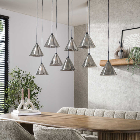 Pendant lamp 5+4 tapered shade glass (G9) / Smoke grey glass 