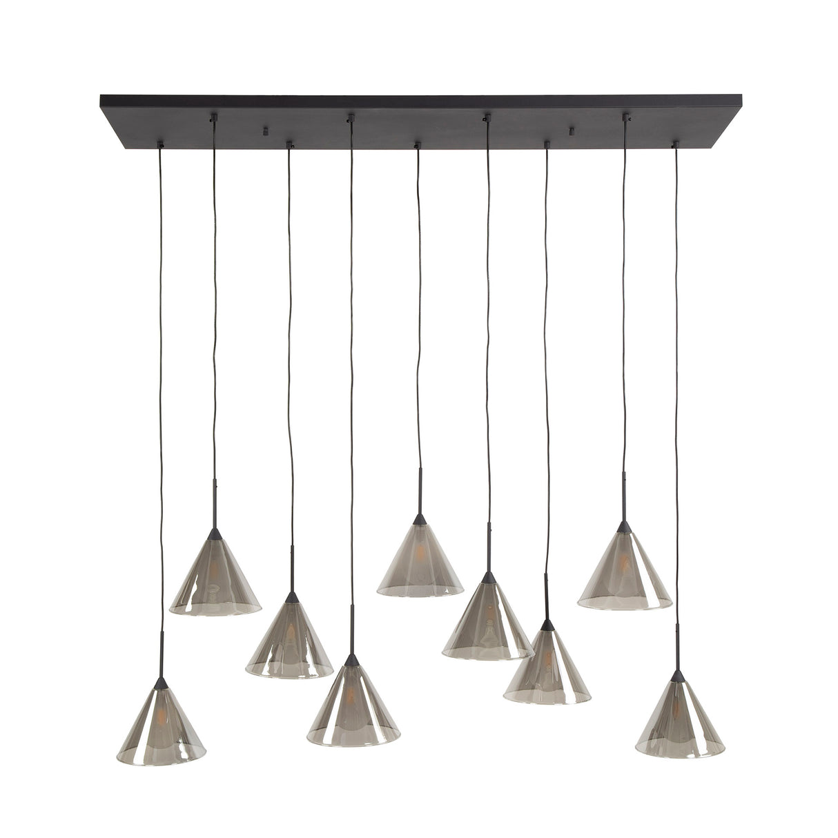 Pendant lamp Niaz 7-lights tapered shade smoke grey glass 