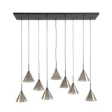 Pendant lamp Niaz 7-lights tapered shade smoke grey glass 
