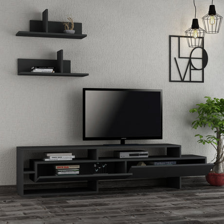 TV furniture set Gara Anthracite Melamine 180x42x32 cm