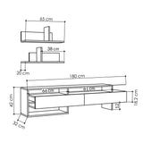 TV furniture set Gara Anthracite Melamine 180x42x32 cm