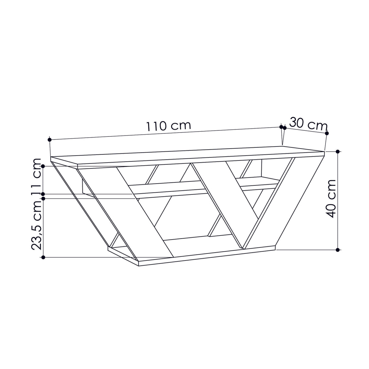 TV furniture pipralla white melamine 110x40x30 cm