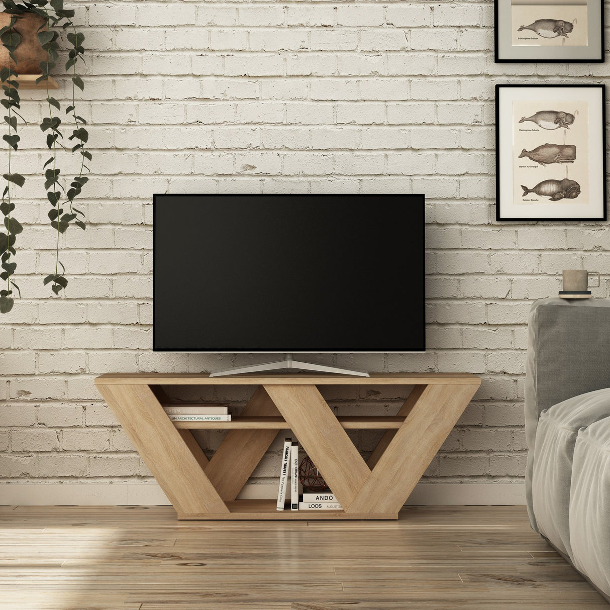 TV furniture pipralla oak melamine 110x40x30 cm