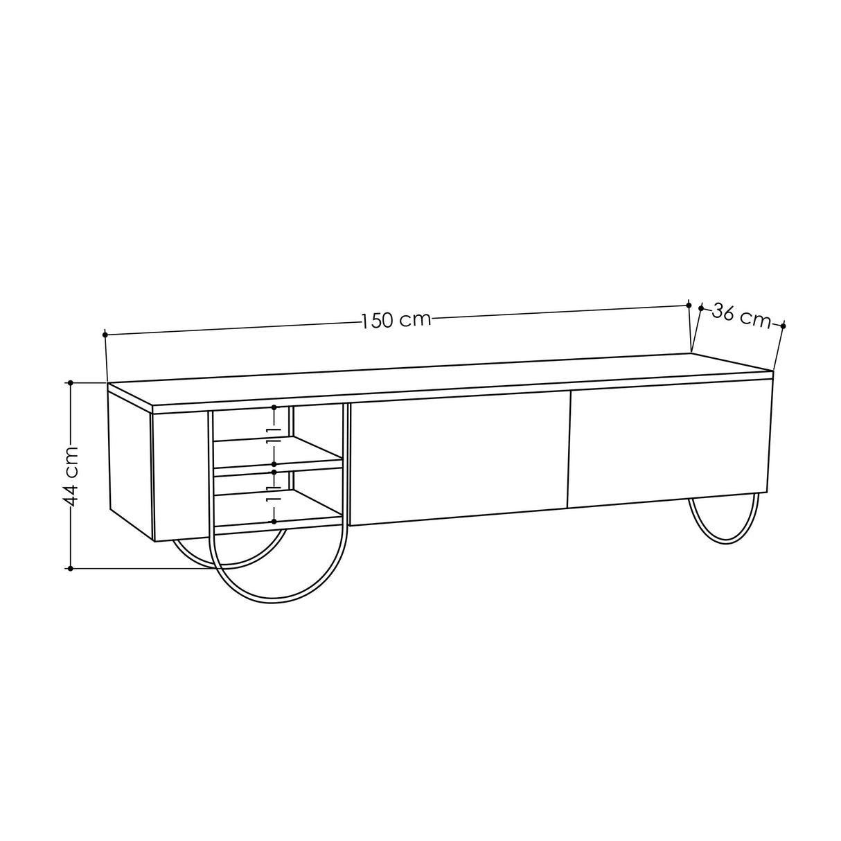 TV furniture norfolk mokka melamine 150x44x36 cm