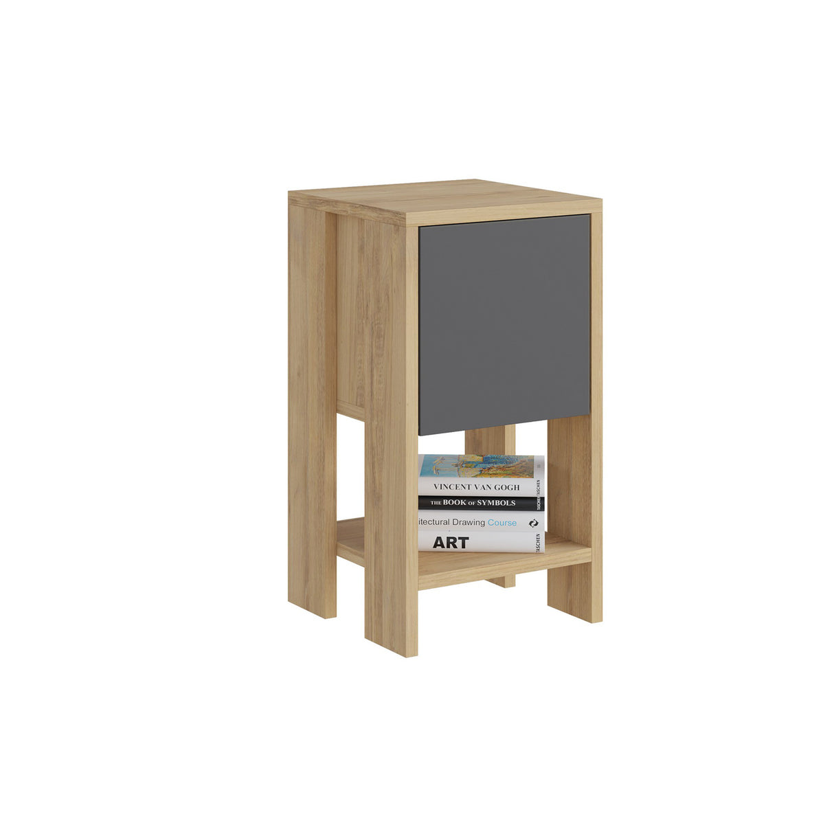 Bedside table EMA oak anthracite melamine 30x55x30 cm