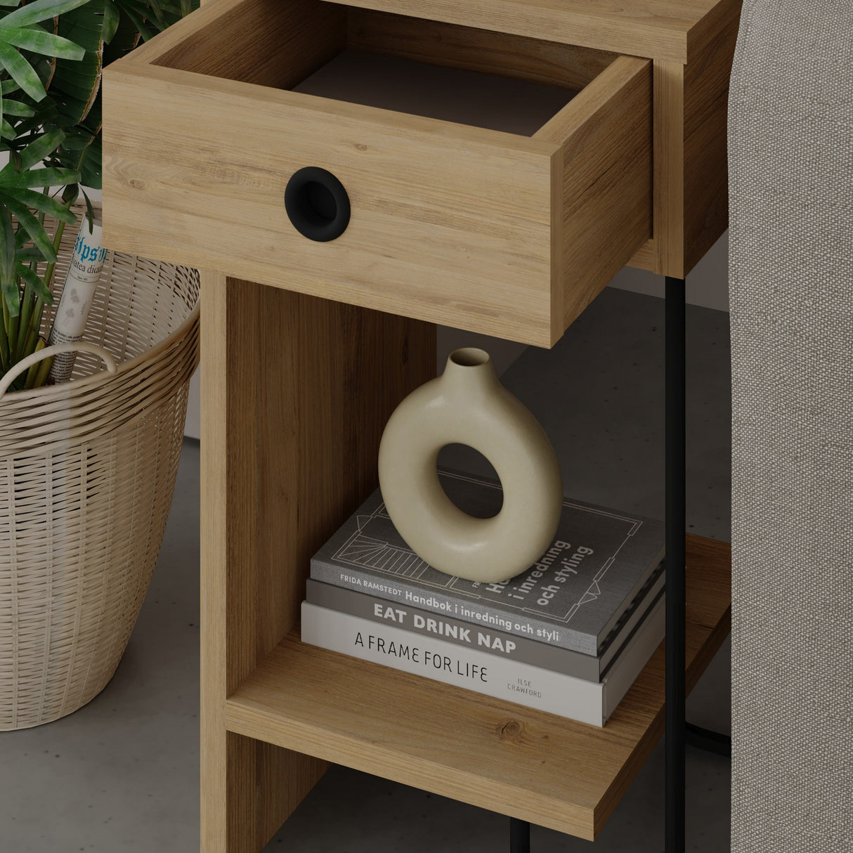 Bedside table Sirius Left oak melamine 32x61x30 cm