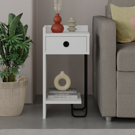 Bedside table Sirius Left white melamine 32x61x30 cm