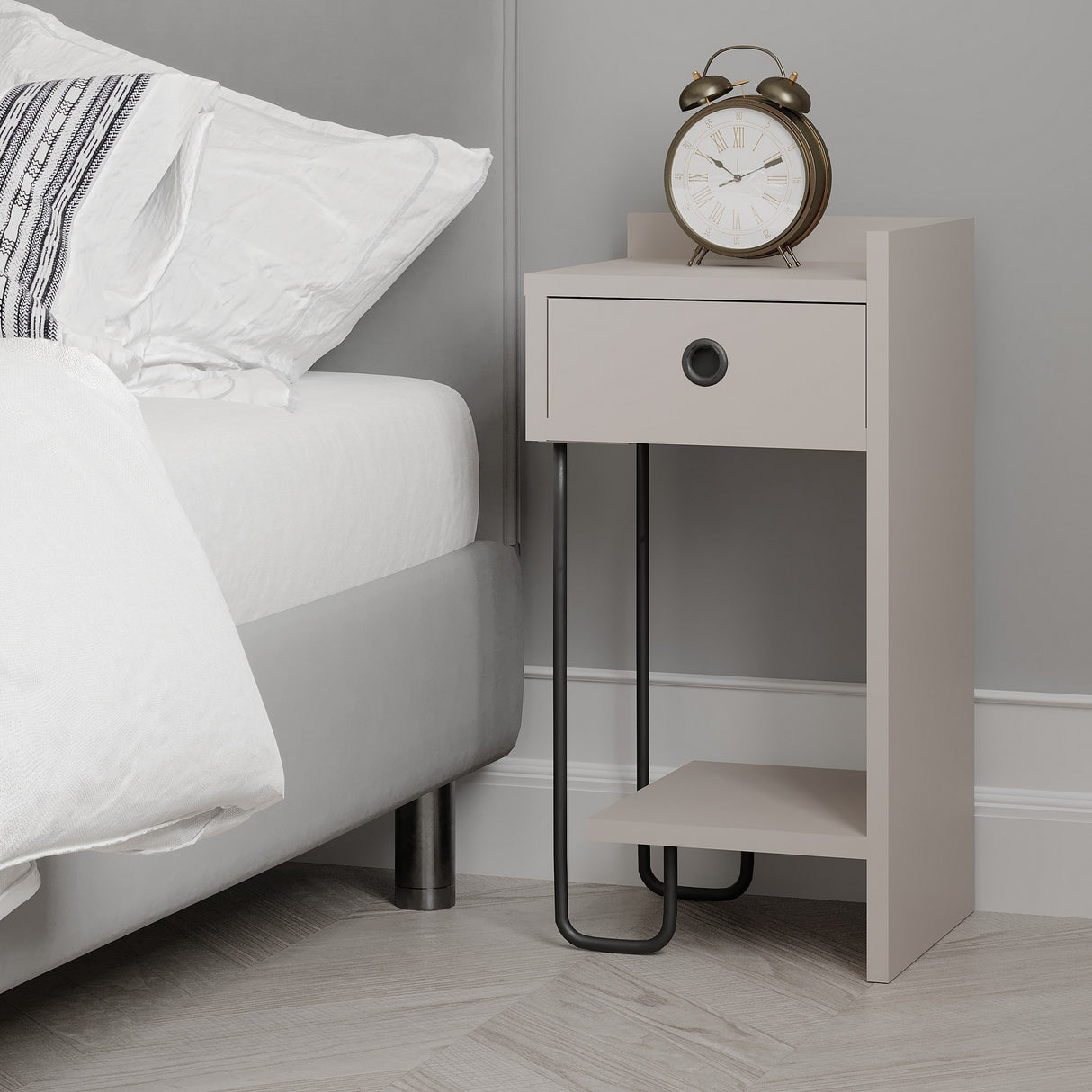 Bedside table sirius right mokka melamine 32x61x30 cm