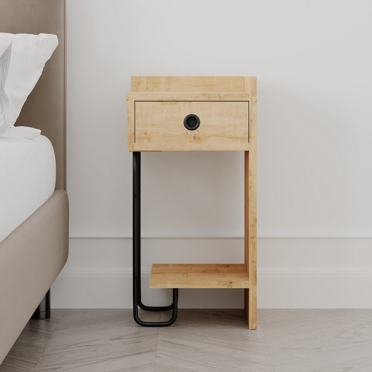 Bedside table sirius right oak melamine 32x61x30 cm