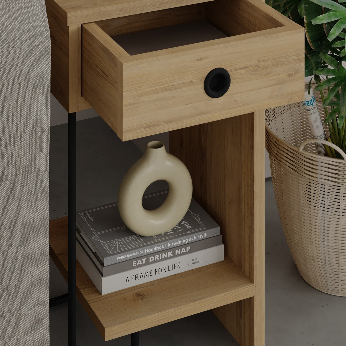 Bedside table sirius right oak melamine 32x61x30 cm