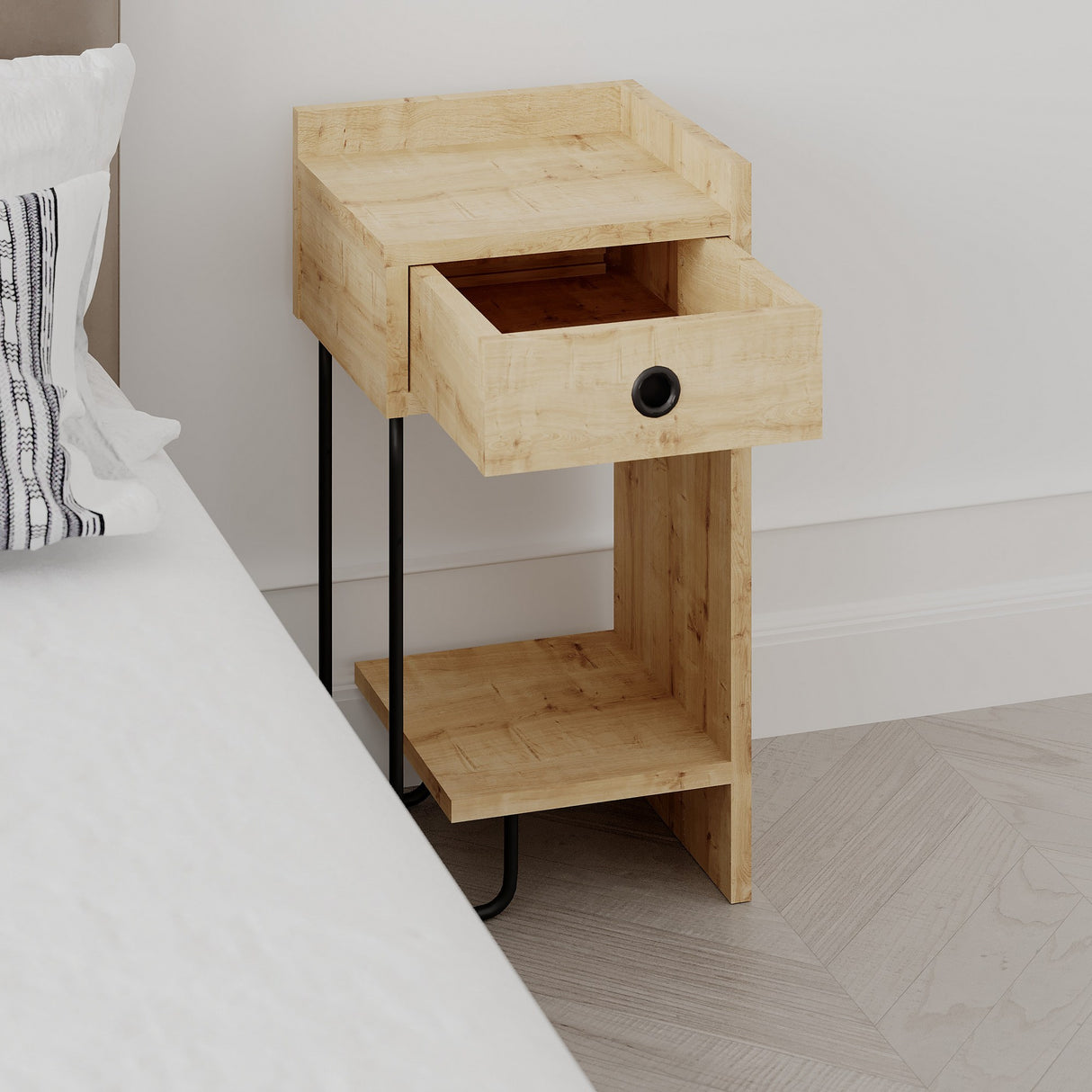 Bedside table sirius right oak melamine 32x61x30 cm