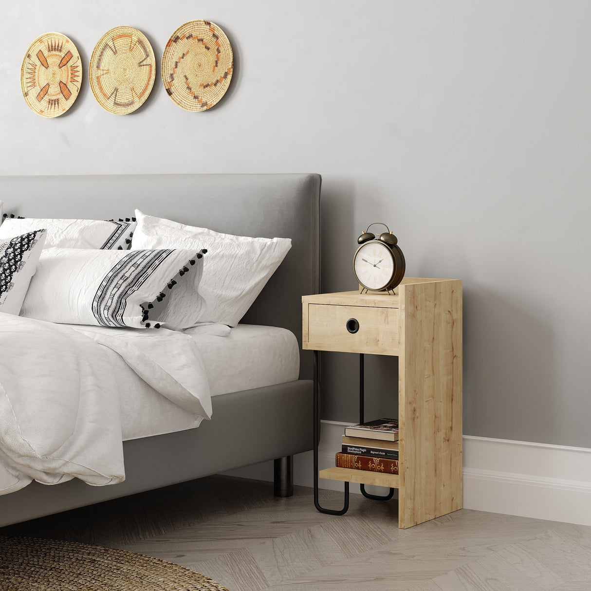 Bedside table sirius right oak melamine 32x61x30 cm