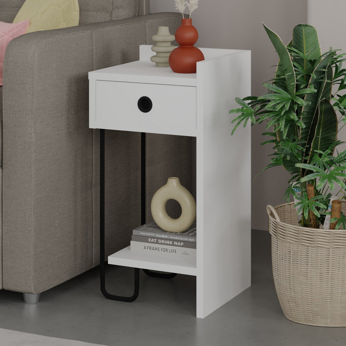 Bedside table Sirius right white melamine 32x61x30 cm