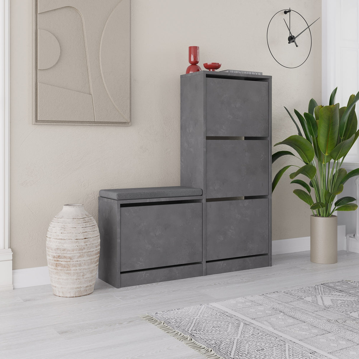 Shoe cabinet Dude Gray Melamine 105x118.5x26 cm