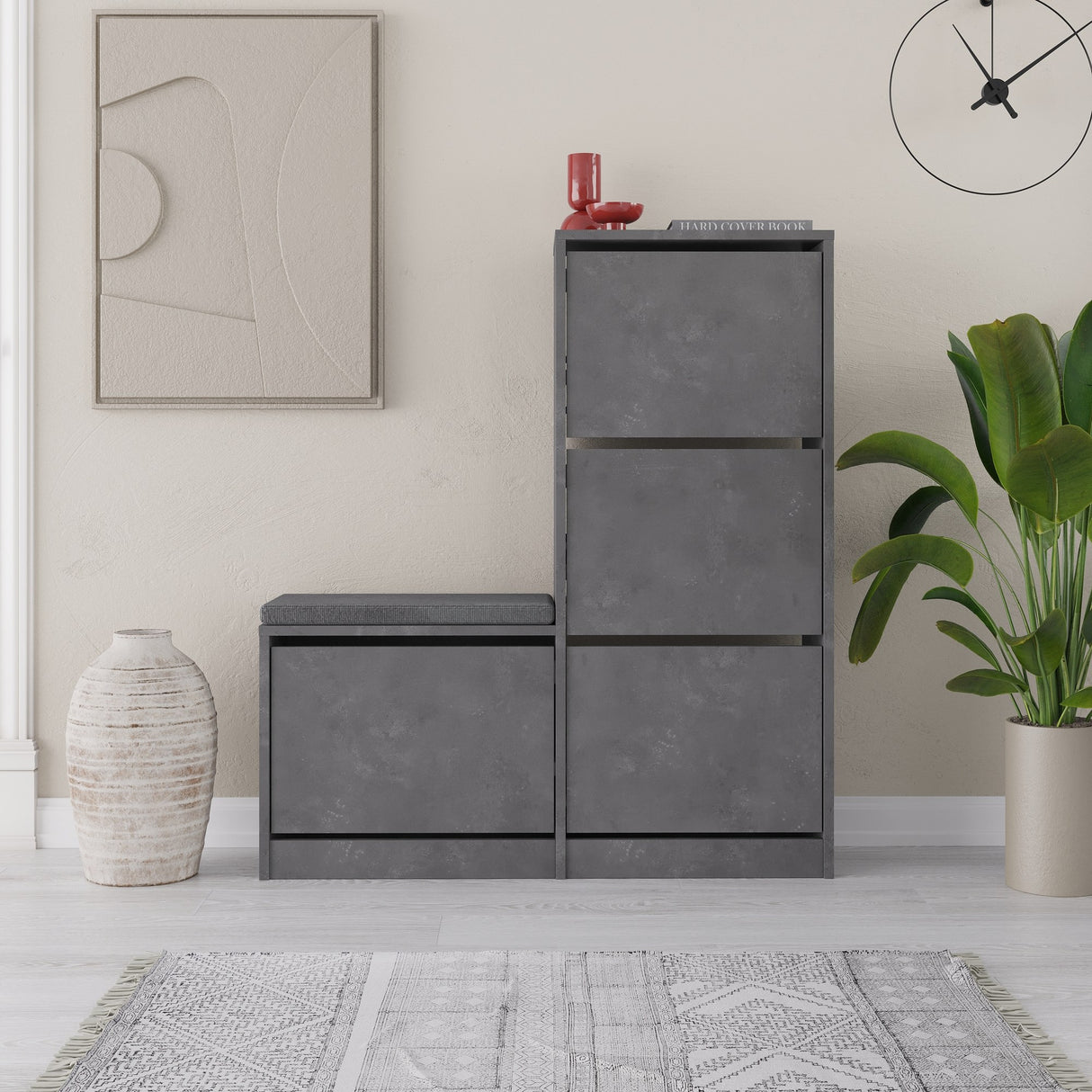 Shoe cabinet Dude Gray Melamine 105x118.5x26 cm