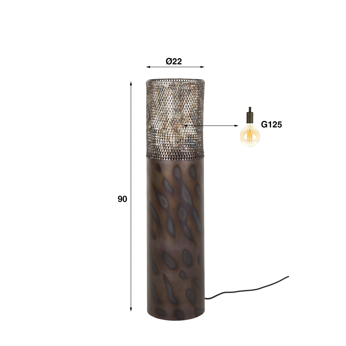 Floor lamp cylinder Brick 90 cm black brown 