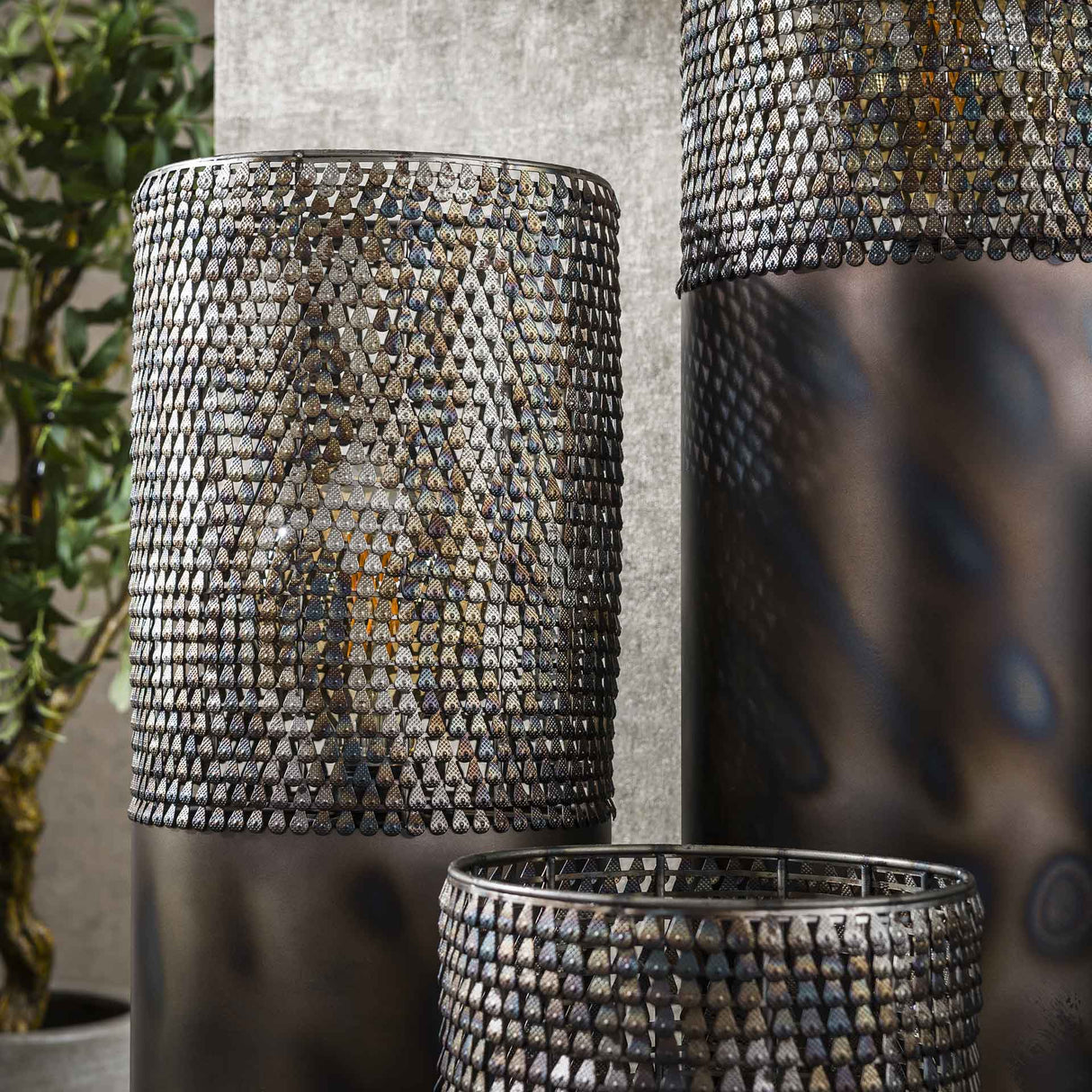 Floor lamp cylinder Brick 120 cm black brown 
