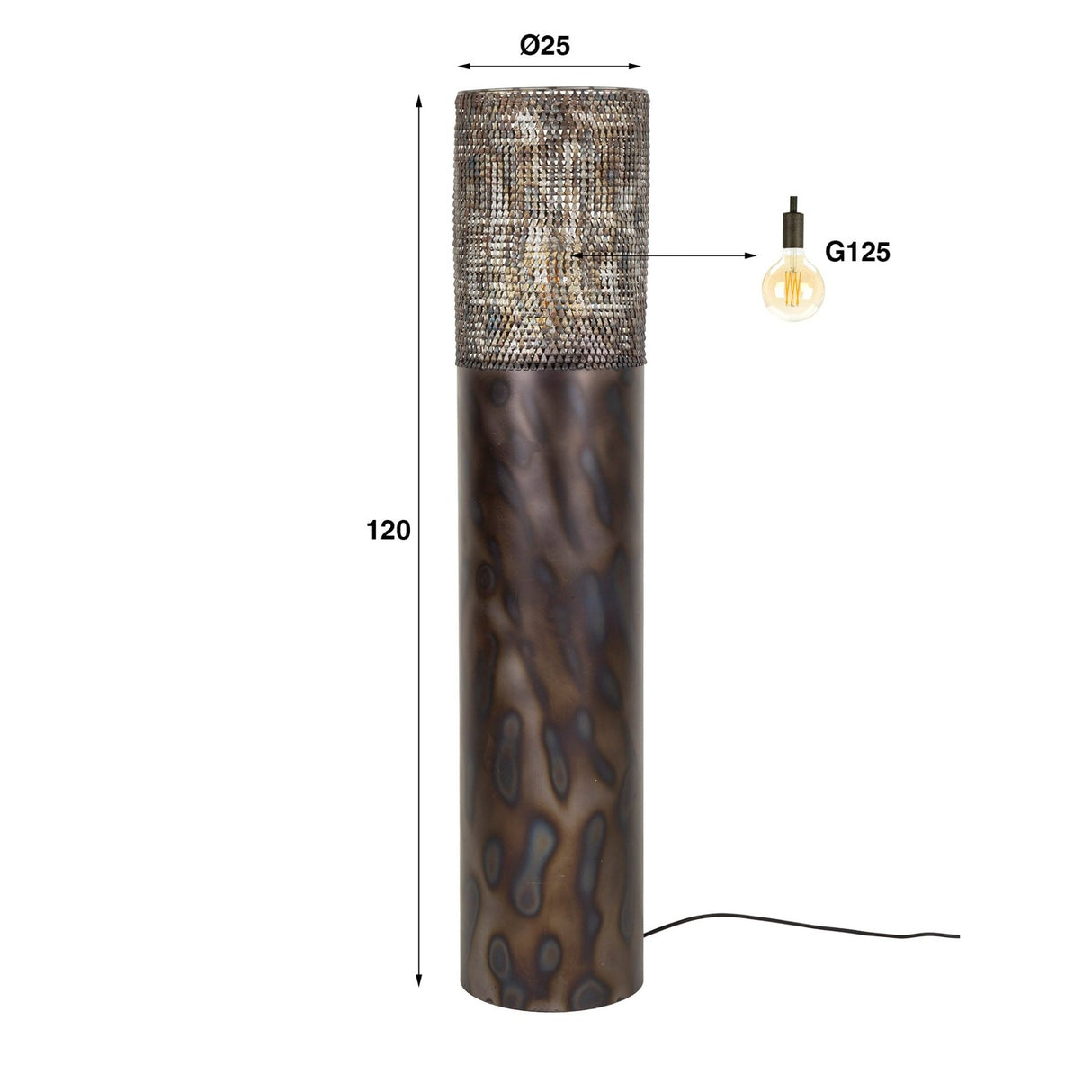 Floor lamp cylinder Brick 120 cm black brown 