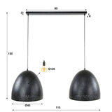 Hanging lamp Kylian 2-light metal black