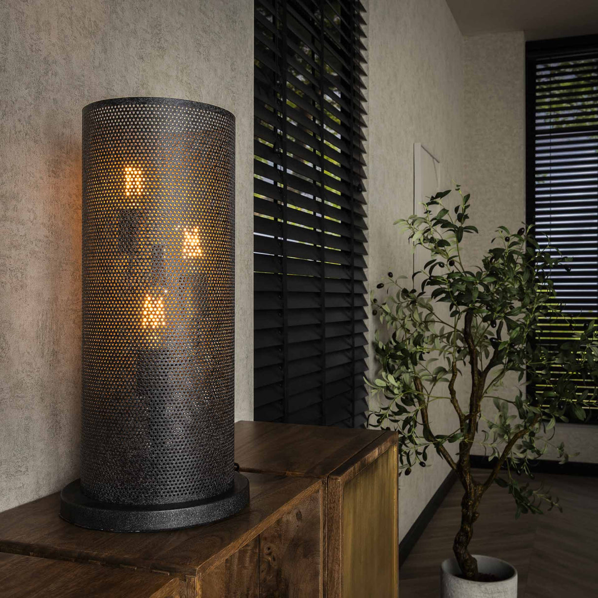 Table lamp Knox 3-light mesh black 