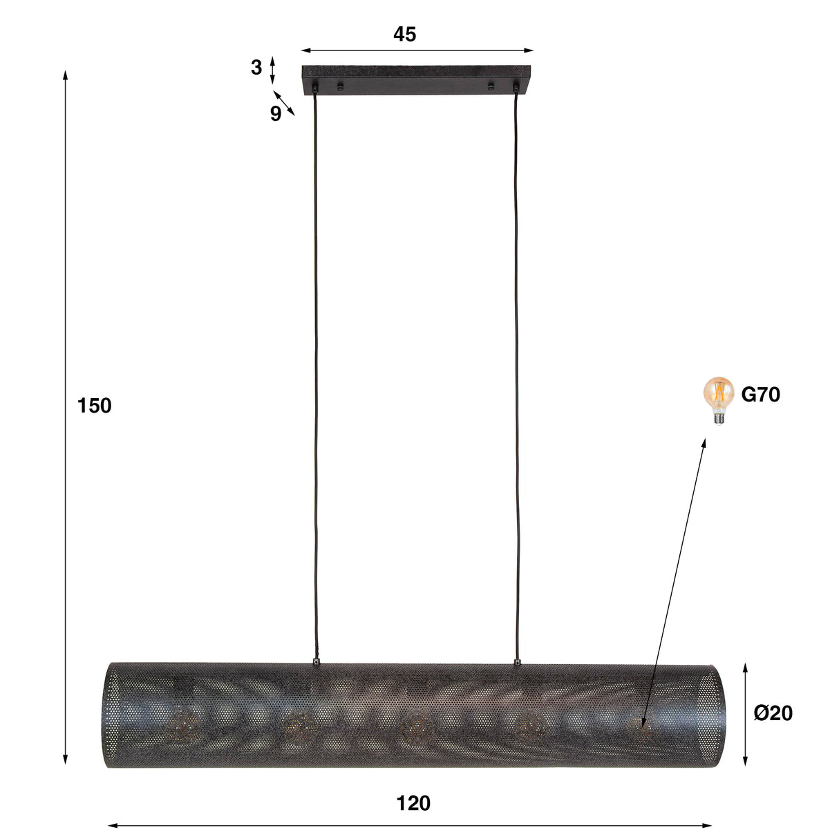 Knox pendant lamp 5-light mesh black 