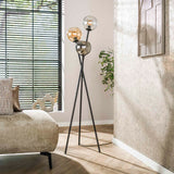 Floor lamp Nova 3-lights Black with Globes 