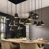 Hanging lamp Kane 18-light metal black