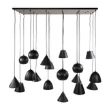 Hanging lamp Kane 18-light metal black