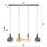 Hanging lamp Valeo 4-lights Black Metal 135 cm 