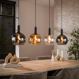 Hanging lamp Valeo 4-lights Black Metal 135 cm 