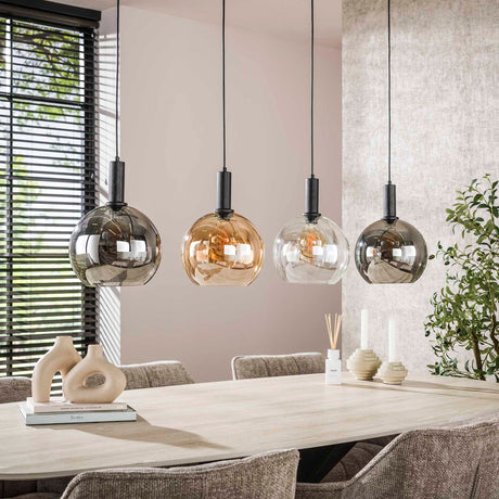 Hanging lamp Valeo 4-lights Black Metal 135 cm 
