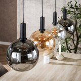Hanging lamp Valeo 4-lights Black Metal 135 cm 