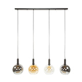 Hanging lamp Valeo 4-lights Black Metal 135 cm 