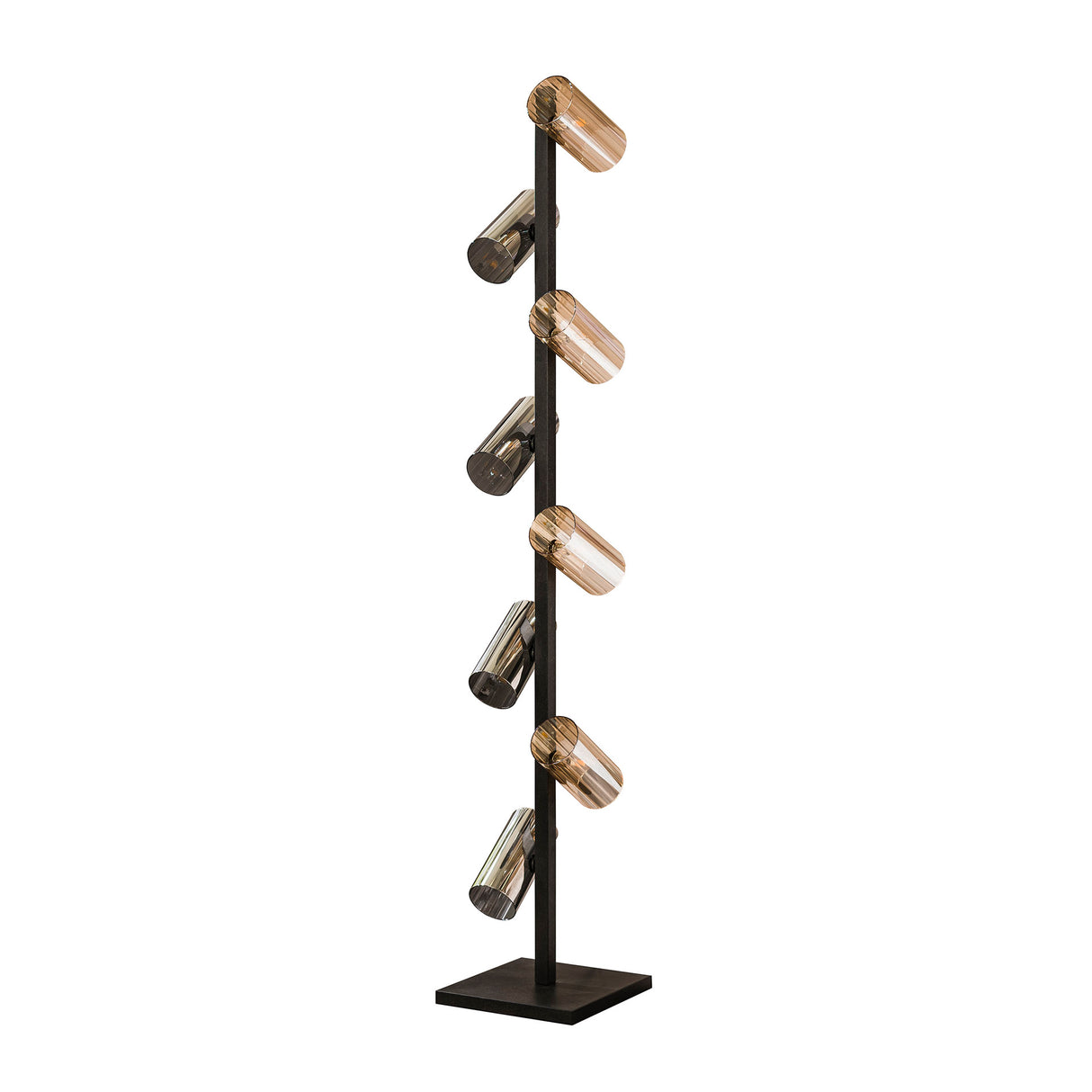 Floor lamp Khai 8-light cylinder mixed glass 