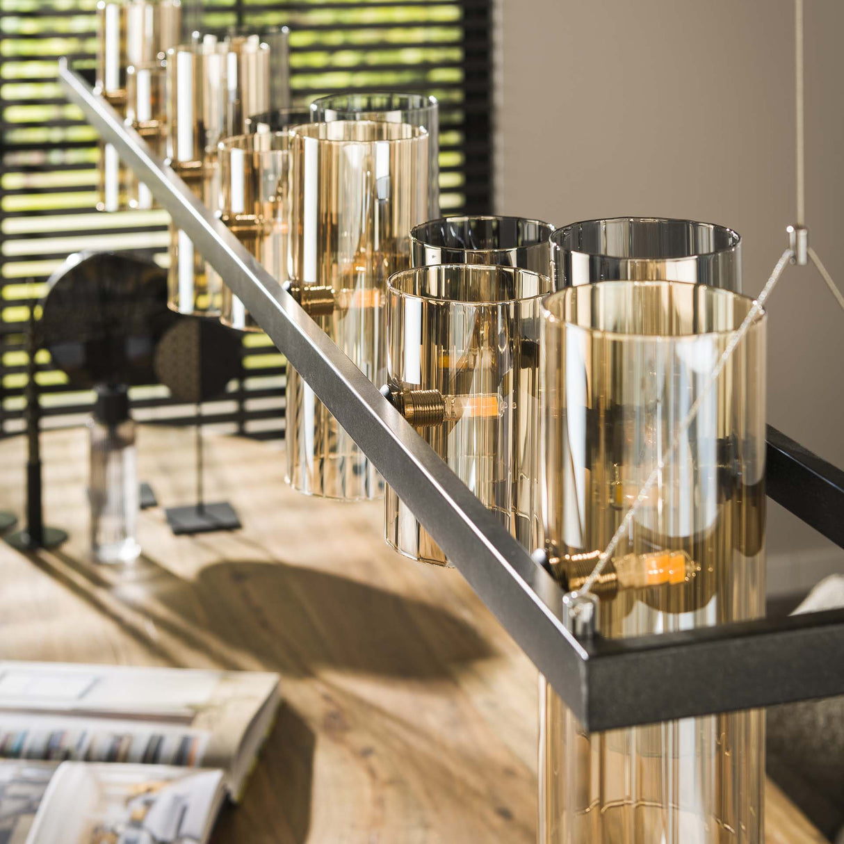 Khai pendant lamp 14-light mixed glass 