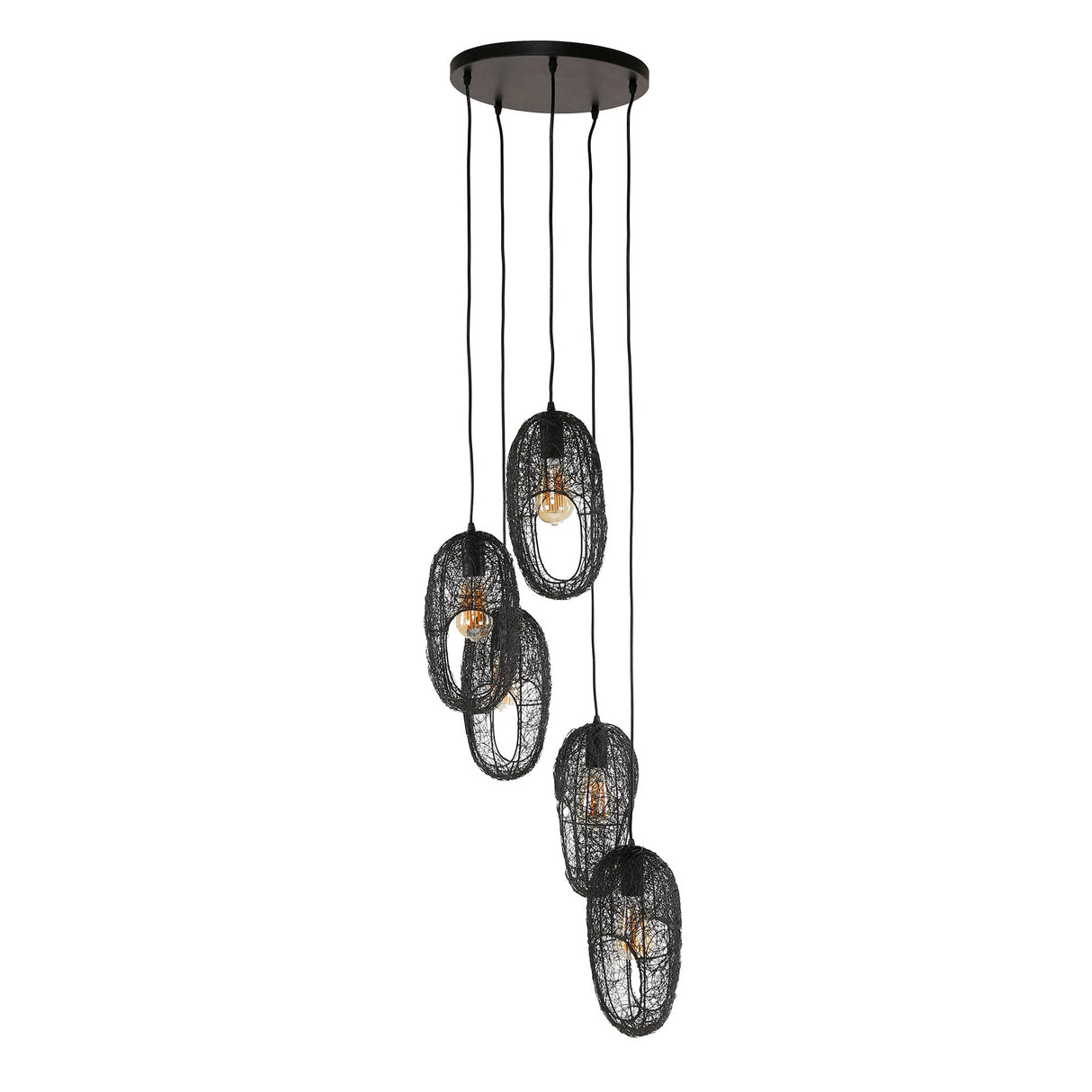 Hanging lamp Debra 5-lights stepped metal black