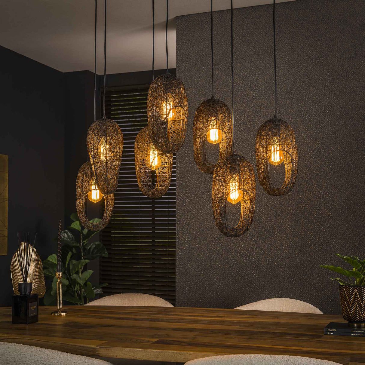 Hanging lamp Debra 7-light metal black