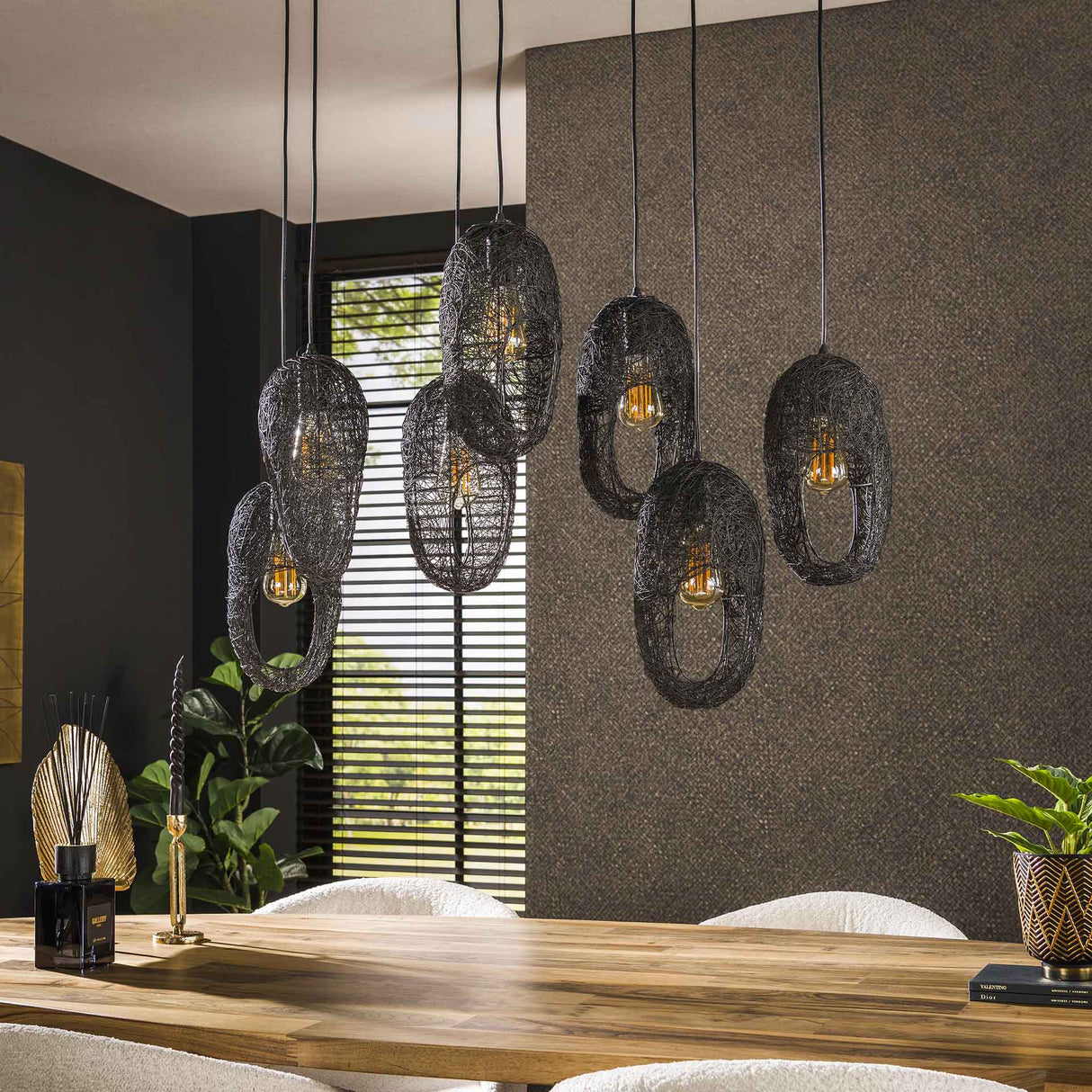 Hanging lamp Debra 7-light metal black