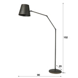 Vloerlamp Carta DH Interior Charcoal LxBxH 60x52x33 Metaal Witfoto maatindicatie